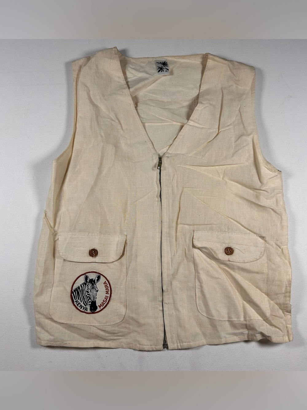 Vintage Safari Mens Vest Hemp / Cotton Mens Medium Masai Mara African Reserve -m